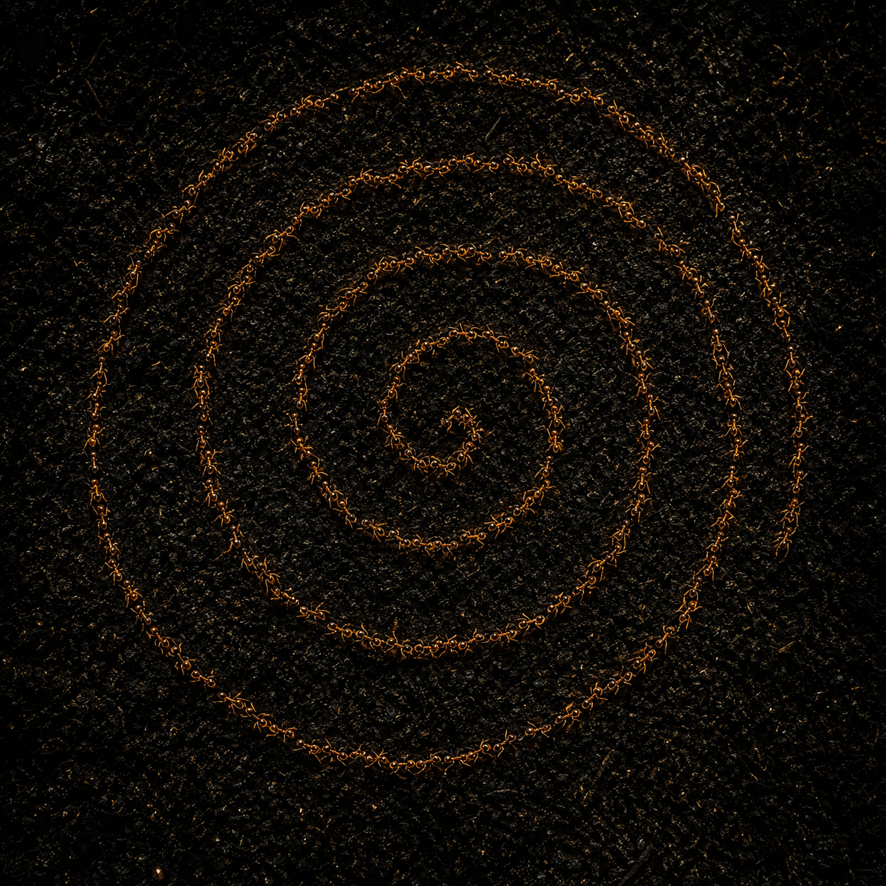 Rastro minimalista en espiral de hormigas